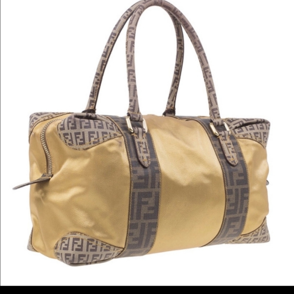 Fendi Gold Canvas B-Mix Tote